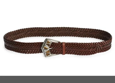 Cinturón de cuero tejido con hebilla adornada Etro para mujer en marrón talla M - Hecho en Italia Foto 1 de 3