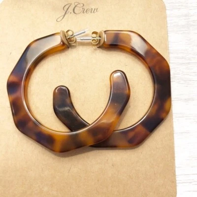 DEBER INCL. Pendientes de aro hexagonales J Crew tortuga NUEVO artículo K0834 Foto 1 de 4