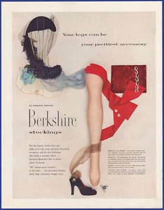 Vintage 1951 BERKSHIRE Sheer Stockings Nylons Women's Fashion 1950's Print Ad - Picture 1 of 1