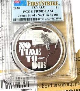 2020 $ 1 PCGS PR-70 DCAM TUVALU JAMES BOND NO TIME TO DIE - Picture 1 of 2