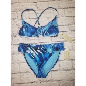 Conjunto de traje de baño bikini Peyton & Parker para mujer talla XS azul tie-dye 2 piezas - Imagen 1 de 5