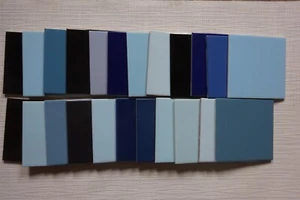 Retro Fliesen 15 x 15 cm uni blau schwarz glanz 70er Jahre viele Muster z.A. - Bild 1 von 23