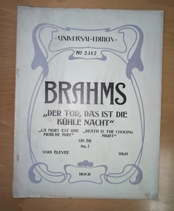 Spartito Antico Johannes Brahms Op 96 Canto e Piano Universal Edition n 2312 - Imagen 1 de 5