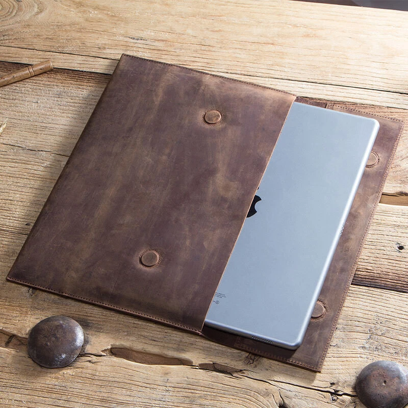 Genuine Leather Tablet Carrying Case Sleeve Bag For iPad Air Pro 13 12.9 Samsung - Image 1 of 4