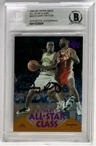GARY PAYTON SIGNED 1995-96 UPPER DECK ALL-STAR CLASS #AS18 BECKETT AUTO - Picture 1 of 2