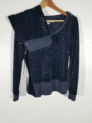 Traje de chándal de terciopelo vintage Juicy Couture con estrás deslumbrante S chaqueta pequeña pantalones Foto 1 de 4