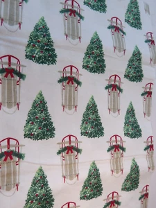 Snuggle Flannel Fabric - Christmas Sleighs and Trees - 1 Yard - C-622-D - Picture 1 of 6