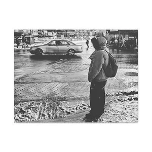 Schwarz-Weiß Urban Leinwand Wandbild - Bronx Street Photography, 24x18 gerahmt - Bild 1 von 5