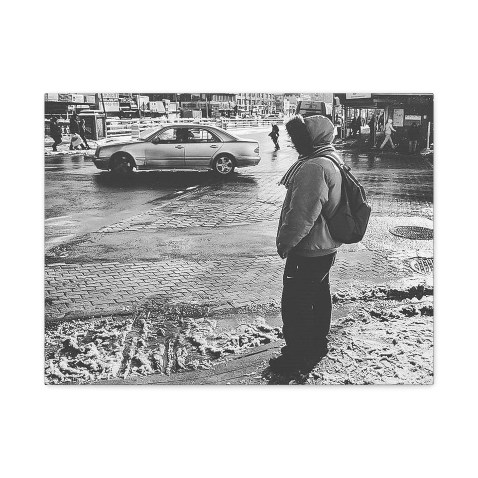 Arte de pared en lienzo urbano en blanco y negro - Fotografía callejera del Bronx, enmarcada 24x18 Foto 1 de 1