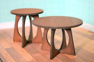 Dollhouse Miniature Livig Room Table Set 1:12 Scale Handcrafted Wood Brown - Picture 1 of 4