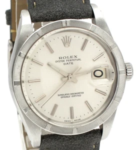 Mens VINTAGE Rolex Oyster Perpetual Date Stainless Steel Silver Dial 34mm Watch - Picture 1 of 5