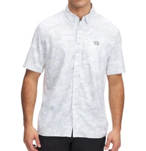 Under Armour 1383572 UA Men's FISH PRO Hybrid White Gray Camo Printed Shirt - Picture 1 of 4
