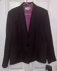 NWT Le Suit Madison Blazer Jacket Black Purple Button Womens Size 18 MSRP $200 - Picture 1 of 8