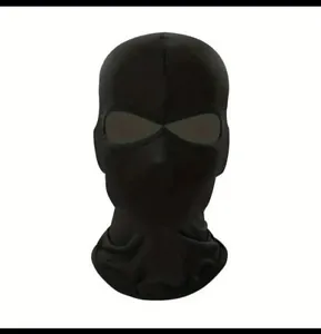 New Black Ultra thin 2 hole Balaclava Ski Motorbike Swat Face Mask Eyes Protect - Picture 1 of 9