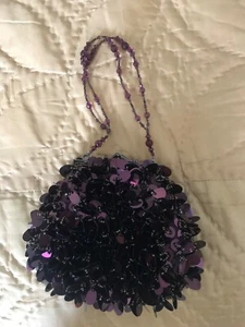 Planet sequinned & beaded evening bag, purple - Picture 1 of 7
