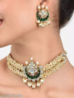 Indian Bollywood Gold Plated Kundan Choker Bridal Necklace Earrings Jewelry Set