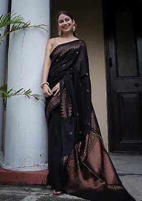 Indian Pakistani Bollywood Saree Designer Women's Party Wear Sari with Blouse - Image 1 of 4