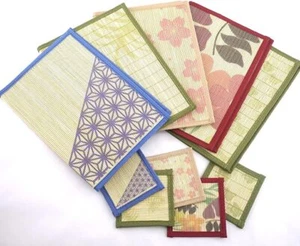 Bamboo Sushi Style Floral Print Placemats With Matching Coaster - Various Colors - Picture 1 of 10