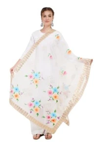 New Designer Women Girls Ethnic Party Wear Scarf StoleOrganza EmbroideredDupatta - Picture 1 of 26