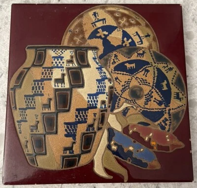Azulejo artístico Santa Fe 8" trío cesta jaspe Arius Tile Co decoración nativa americana Foto 1 de 4