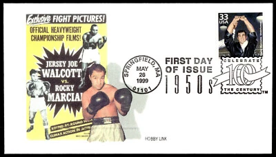 1999 FDC Rocky Marciano Celebrate the Century HOBBY LINK Cachet - Imagem 1 de 2