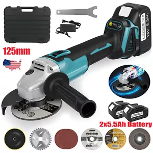 125mm Cordless Brushless Angle Grinder Power Tools 5.5Ah battery for Makita 18V - Picture 1 of 43