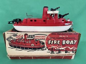 1960's Ideal Water Pumping Fire Boat Toy 16"  No. 4714 1960's