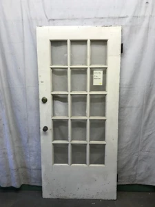 15 Lite Wood Door Glass Architectural Salvage Vintage 35-1/2x79-1/4 - Picture 1 of 3