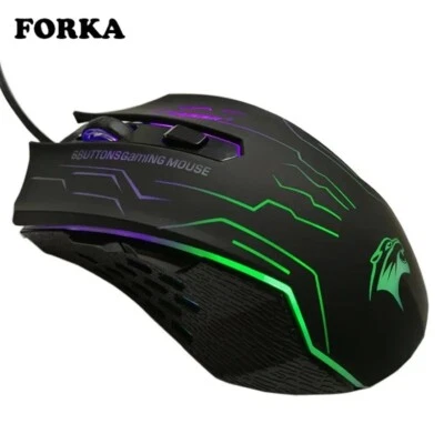 FORKA Silent Click USB Wired Gaming Mouse 6 Buttons 3200DPI Mute Optical - Image 1 of 4