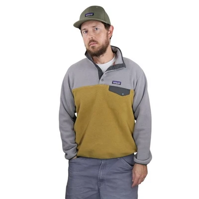 Patagonia Snap-T Synchilla Fleece Pullover Jacket Womens L Mens M Yellow Gray - Image 1 of 4