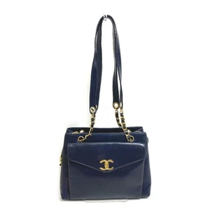 CHANEL CC CC Mark Coco ball Chain Tote Bag Shoulder Bag Lambskin Navy - Picture 1 of 16