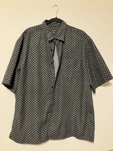 george xl mens grey geometric button down short sleeve - Picture 1 of 6