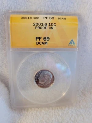 2001 S PROOF 10C ROOSEVELT DIME ANACS PF 69 DCAM - Image 1 of 4