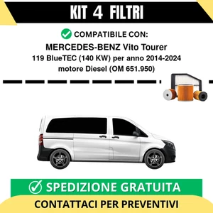 Kit 4 Filtri Tagliando per MERCEDES-BENZ Vito Tourer 119 BlueTEC 140 kw Diese... - Imagen 1 de 2