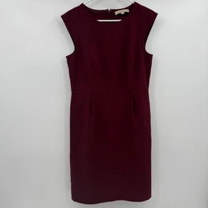 Vestido Ann Taylor Loft Mujer 8 Borgoña Sin Mangas Cambio Oficina Carrera Bolsillos - Imagen 1 de 11