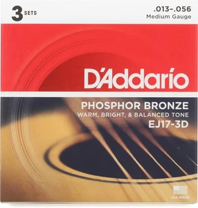 D'Addario EJ17-3D Phosphor Bronze Medium Akustiksaiten 3er-Pack - Bild 1 von 4