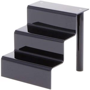 Plymor Negro Acrílico 3 Pasos Expositor Escaleras, 6.25" H x 6" W x 6.5" D - Imagen 1 de 1