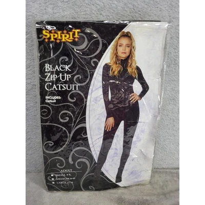 Spirit Adult Black Zip Up Catsuit Halloween Costume Large 12-14 - Image 1 of 4
