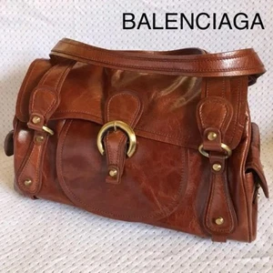 BALENCIAGA Brown Leather Handbag Slightly Worn A4 Size Casual Everyday Tote - Picture 1 of 10