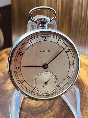 Reloj Bolsillo Molnija Militar Vintage 50mm Molnija 3602 URSS Soviética #8841 Foto 1 de 4
