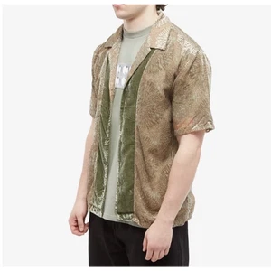 Daily Paper Pascal Shirt Button Down Velvet Burnout Mycellium Green Tan Mens XL - Picture 1 of 13