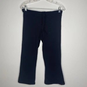 Lululemon Split Hem Cropped Leggings Black Mid Rise Capri Flare Sz 8 Drawstring - Picture 1 of 6