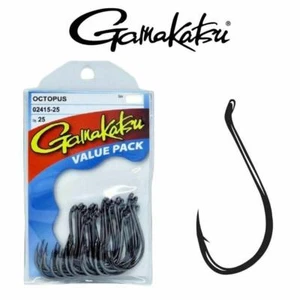 Brand New - Gamakatsu Octopus Black Colour Fishing Hook Value Pack (25 Hooks) - - Picture 1 of 2