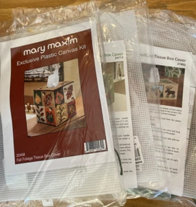 Mary Maxim Plastic Canvas Tissue Box Cover Kits Lot of 3 NEW - Picture 1 of 4