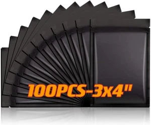 100-3x4 Zoll doppelseitig matt schwarz oben offen Mylarfolie Musterpackung Aufbewahrungstaschen - Bild 1 von 10