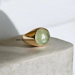 Anillo de plata de ley 925 prehnita anillo sello piedras preciosas regalo joyería - Imagen 1 de 5