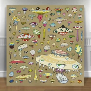 TAKASHI MURAKAMI- MUSHROOMS TAN CANVAS PRINT 24x24" JAPANESE POP ART - Picture 1 of 1