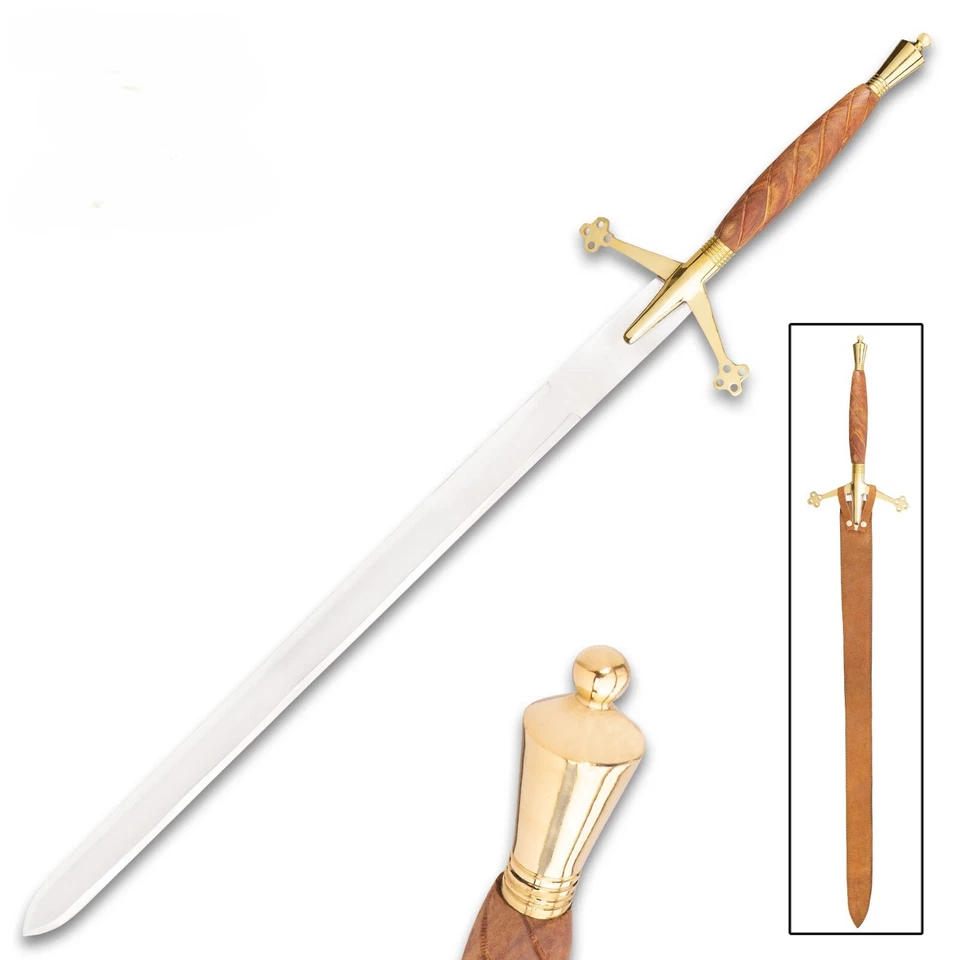 K EXCLUSIVE 43" Full Size Medieval Scottish Claymore Sword Cosplay Knight Two-Handed Fantasy