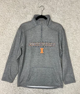 Illinois Fighting Illini 1/4 Zip Pullover Sweatshirt Mens Small Gray Football - Picture 1 of 8