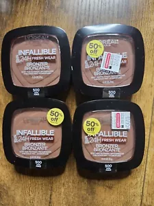 Lot of 4 L'Oreal Paris Infallible 24H Fresh Wear Bronzer 500 Dark Fonce New - Picture 1 of 3